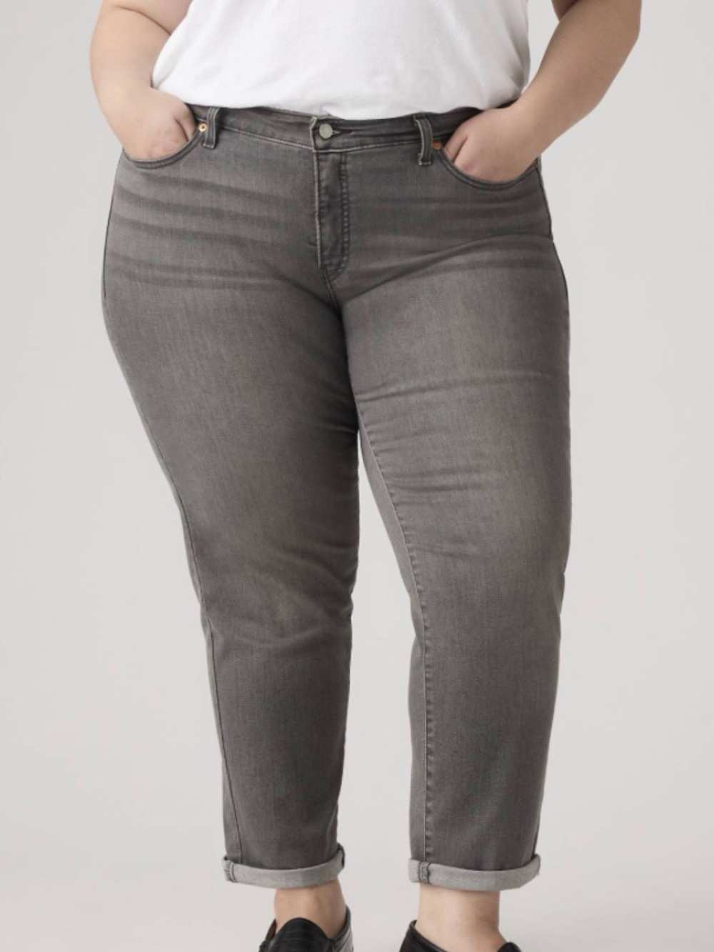 LEVI’S Boyfriend Jeans Plus, 24W, Faded Charcoal Gray/Washed Black Tone, NWT